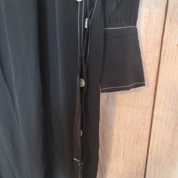 Something Navy Belted Double Slit Contrast Stitch Dress Size XS - Picture 13 of 15